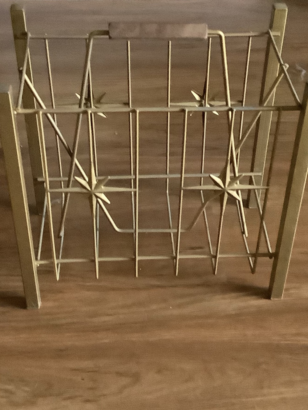 Vintage MCM Metal Atomic Starburst Record~Magazine~Rack Holder With Wood Handle - Picture 3 of 10